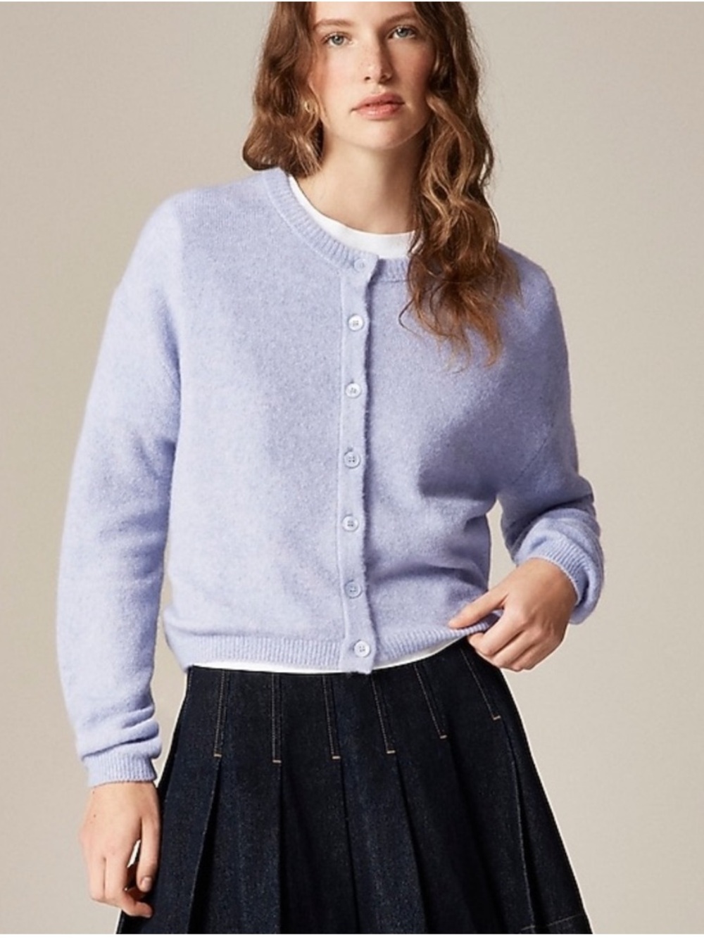 NEW J. Crew Supersoft bubble-hem cardigan in violet size small CN226